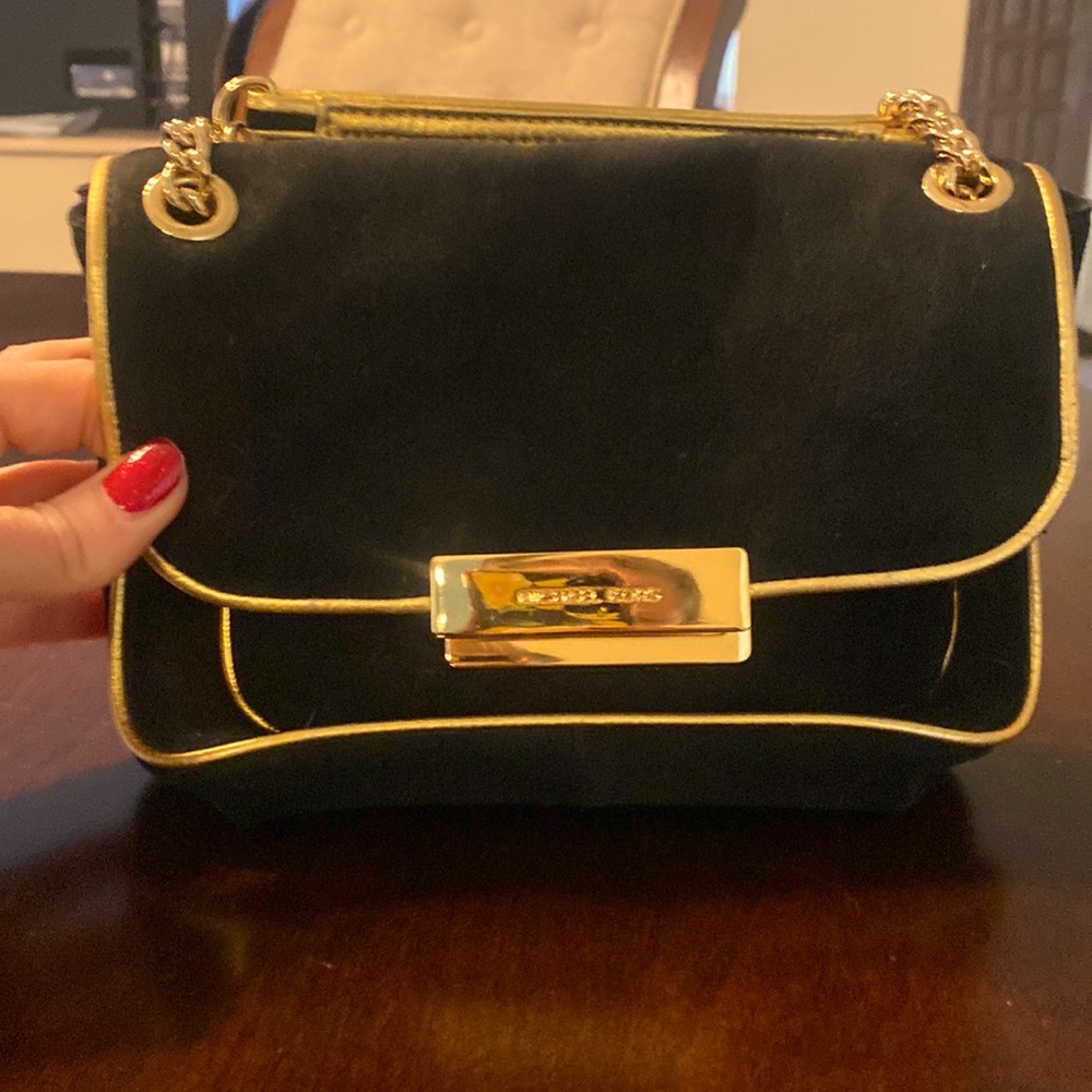 Black and Gold Michael Kors suade purse